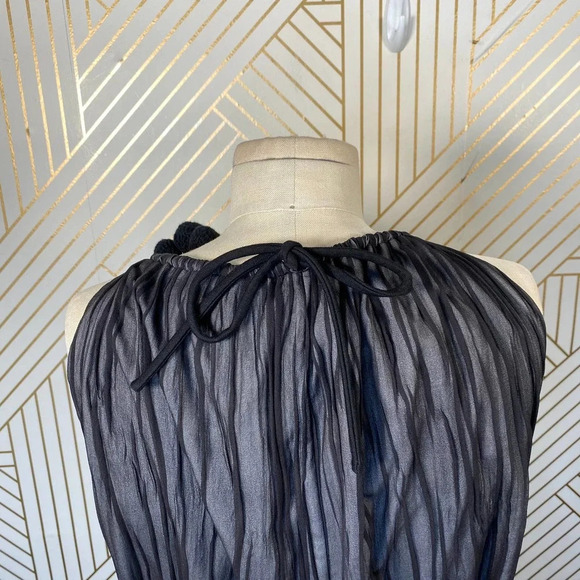 Anthropologie Girls from Savoy Shares Branchflower Silk Dress Gray Black Size 6 - Picture 9 of 12